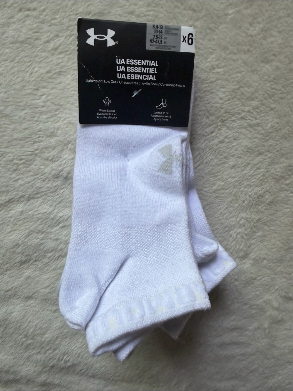Under Armour UA Essential Low-Cut Socks - White (6 Pack)